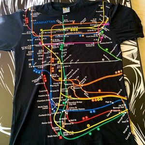 VINTAGE NYC MANHATTAN SUBWAY LINE T-SHIRT 🚆